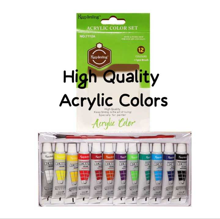 Acrylic Color Paints, Paint tubes Set of 12 Colours High Quality Colors ...