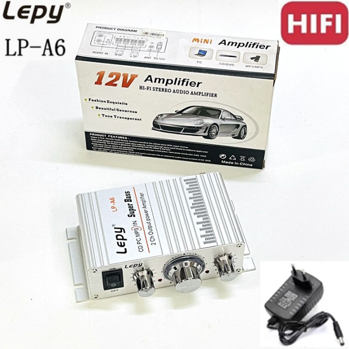 Lepy LP-A6 HiFi Power Amplifier Supper Bass Digital Player Mini 2.0 Channel Stereo Audio Car Home AMP For MP3/MP4/PC/CD/DVD