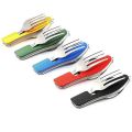 Stainless Steel cutlery 4 In 1 Outdoor Picnic Tableware Foldable Knife Fork Spoon Bottle Opener Folding Pocket Cutlery Set. 