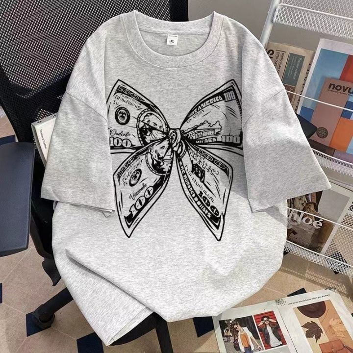 Summer%20Fashion%20Trendy%20Bow%20Printing%20Round%20Neck%20T-shirt%20Short%20Sleeve%20Large%20Size%20Universal%20Top%20for%20Men%20and%20Women%20-%20Image%204