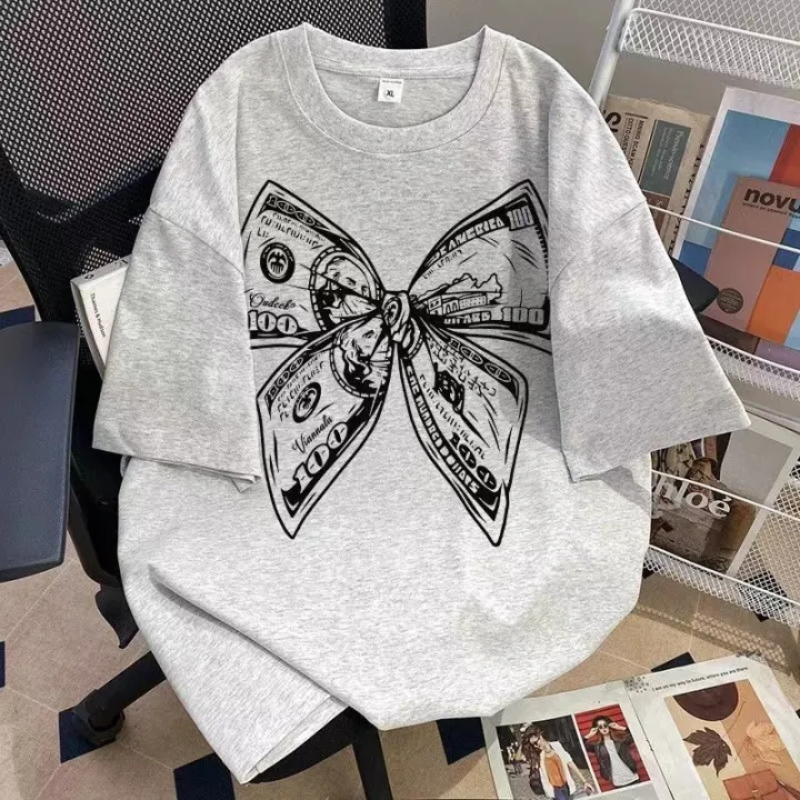 Summer%20Fashion%20Trendy%20Bow%20Printing%20Round%20Neck%20T-shirt%20Short%20Sleeve%20Large%20Size%20Universal%20Top%20for%20Men%20and%20Women%20-%20Image%204