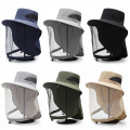 Men Mosquito Proof Sun Hat With Face Cover Summer Outdoor Fishing Bucket Neck Flap Anti Uv Breathable Shade Cap Camping Hiking. 
