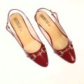 American Women Formal Sandals, Block Heels, Almond Toe, Vinyl Synthetic Leather, Year-Round Wear. 