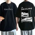 Anime Drift AE86 Initial D Double Sided T Shirt O-Neck Short Sleeves Summer Casual Unisex R34 Skyline GTR JDM Manga T-Shirts. 
