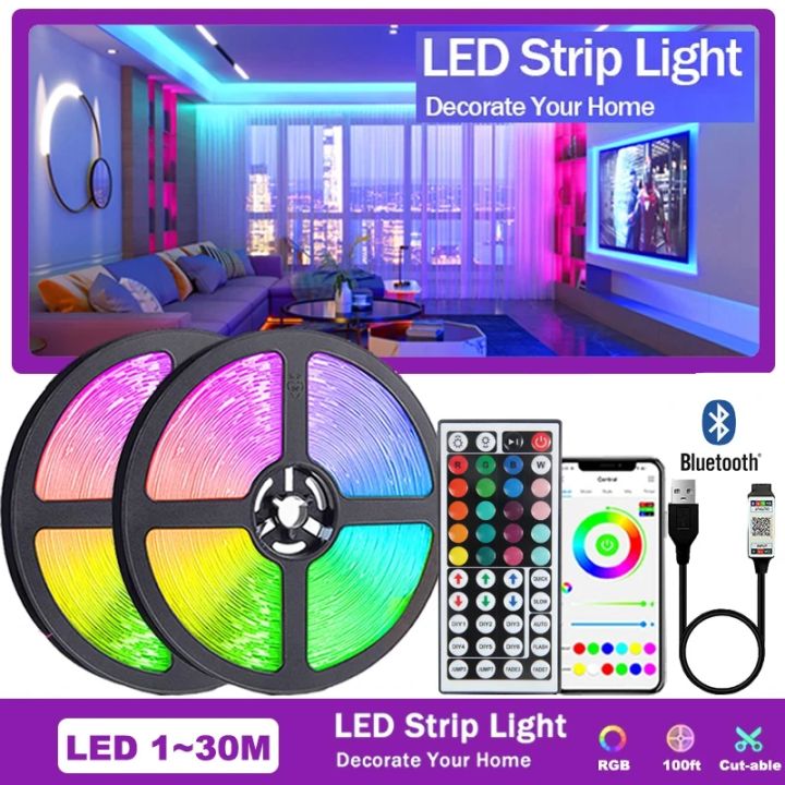 USB 5V Strip Led Lights Tape RGB 5050 Led Wall Room APP Remote Control ...