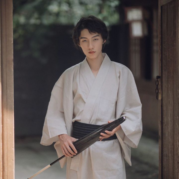 Summer%20Navy%20Japanese%20Traditional%20Samurai%20Kimono%20For%20Men%20Yukata%20Bathing%20Robe%20Hekoobi%20Loose%20Style%20Homewear%20Belt%20Long%20Gown%20Cotton%20-%20Image%204