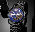 Luxury Black Stainless Steel Business Watch Deal For Men-Top Fashion Classic Round Dial Casual Watch+Natural Six Sided Oxyen Ston Nacklace+Black Natural Bead BracletFor Men/Boys Mens Fashion Watch Acessories Deal -Trendy Black Watch In Random Dial Design. 
