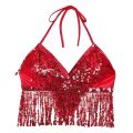Fashion Sequin Tassel Belly Dance Bra Women Performance Top Halter Bra Show Costumes Dance Wear For Thailand/India/Arab.