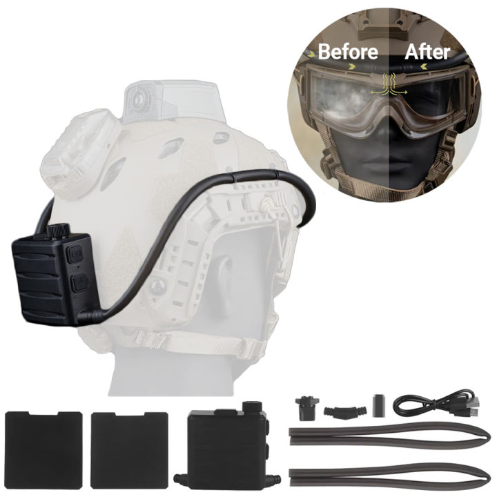 New Cordless Airsoft Goggles Defogger Defogging Fan Anti-fog Pump on Tactical Helmet or Caps for Safety Glasses with  Seal