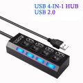 4-port USB Hub One To Four Splitter Hub Plug And Play With Independent Switch Small Socket Hub USB 4 Port Splitter For PC Laptop. 