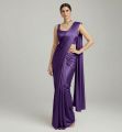 Purple Plain Diamond Satin Silk Saree. 