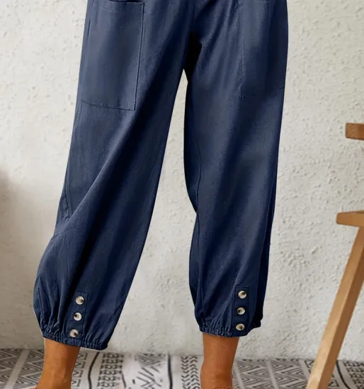 Patched%20Pockets%20Button%20Front%20Crop%20Pants,%20Casual%20Loose%20Pants%20For%20Spring%20&%20Summer,%20Women's%20Clothing%20-%20Image%206