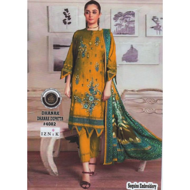Dhanak By Ricamo Embroidered Net Suit Unstitched 4 Piece RICDH Cleo - Festive Collection