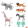 African Wild Animal Models Set of 5 + 2 Trees Wild Animal Models, Animal Toys, Strong and Durable Materials, Does Not Hurt Hands, Suitable for Children.. 
