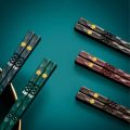 5 Pairs Chopsticks Multi Color Reusable Non Slip Lightweight Chinese Japanese Korean Style Sushi Sticks Dishwasher Safety. 