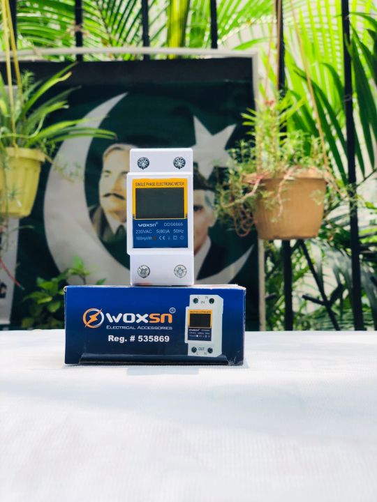 Woxsn Single Phase Digital Display Energy Meter DDS6666 Din Rail, Display Power KWh, Energy KW, Volt V Ampere