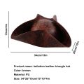 Faux Leather Pirate Hat Brown Captain Hat Vintage Button Masquerade Party Cosplay Costume Hat For Men Women Photography Props. 