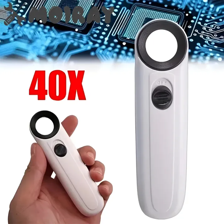 40X Handheld Magnifier with LED Light Pocket Magnifying Glass Portable ...