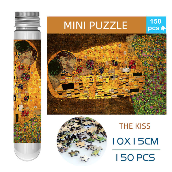150pcs Mini Test Tube Puzzle The Kiss Gustav Klimt Famous Painting Funny Educational Game Wall Display Birthday Festival