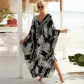 Women's Plus Size Animal Print V-Neck Batwing Kaftan Beach Dress Bathing Suit Cover-Up Loungewear. 