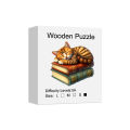 Wooden Puzzle for Adults, The Cat Sleeps on the Book Puzzles, Irregular Animal Shaped Wooden Jigsaw Puzzle, Modern Art Home Deco. 