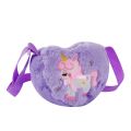 Cute Unicorn For Girls Plush Heart Zipper Shoulder Bag Messenger Bag Coin Purse Wallet Crossbody Bag Kids Gift Small Backpack. 