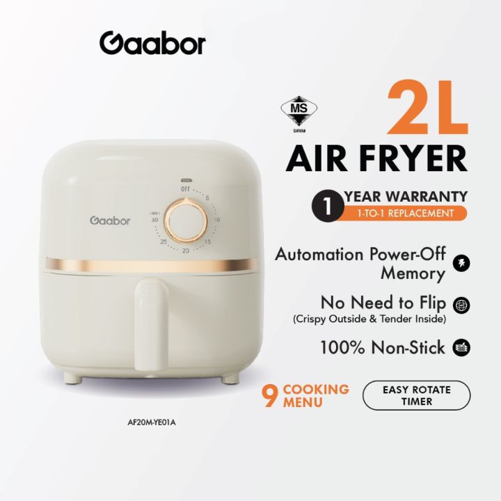 Gaabor 2L Mini Air Fryer Low Watt Frying Machine Without Oil Healthy Heat Heat Resistant AF20M-YE01A