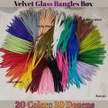 ( Pack of 20 ) Velvet Glass Bangles for girls and women, 20 sets in 20 colours each set include 12 pieces, Wedding package , velvet glass bangles box , gift box. 