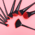 10pcs Black Unicorn Makeup Brushes Kit With Red Bristles Handles Sprial Makeup Brush Set Foundation Eyeshadow Unicorn Brush Kit. 