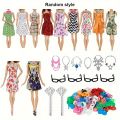 Random 1Set Doll Accessories for Barbie Doll Shoes Boots Mini Dress Handbags Crown Hangers Glasses Doll Clothes Kids Toys 11.5''. 