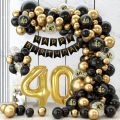 Black Gold Balloon Garland Arch Kit Confetti Latex Balloon Happy 18 30 40 50 Year Old Birthday Party Decor s Anniversary. 