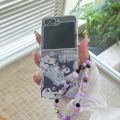 Stand Holder Cute Cartoon Sanrio Kuromi My Melody Phone Case For Samsung Galaxy Z Flip 7 6 5 4 3 Cases TPU Cover With Lanyard. 