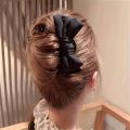 1pc Fashion Women's Bow U-shaped Hair Clip Suitable for Girl Daily Wear Accessory Elegant Black Boutique Hairpin Hair Accessory. 