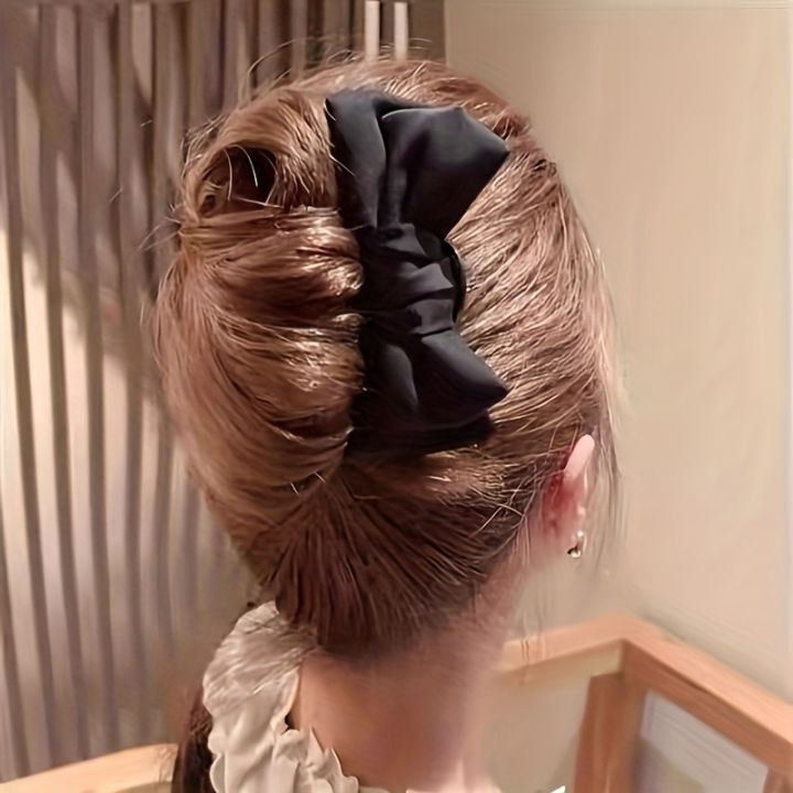 1pc%20Fashion%20Women's%20Bow%20U-shaped%20Hair%20Clip%20Suitable%20for%20Girl%20Daily%20Wear%20Accessory%20Elegant%20Black%20Boutique%20Hairpin%20Hair%20Accessory%20-%20Image%203