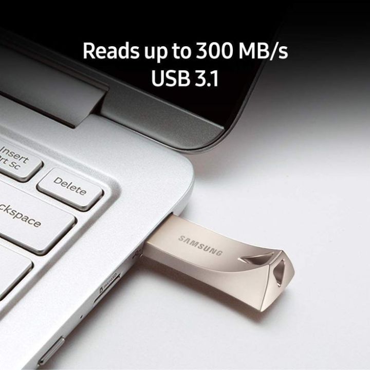 Samsung BAR Plus 4GB, 8GB, 16GB, 32GB, 64GB, 128GB USB 3.1 Flash Drive - High-Speed 300MB/s Transfer, Titan Gray, Durable Metal Design, Backward Compatible with USB 2.0