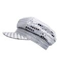 Glitter Sequin Hat Bling Costume Hat Retro Dress up Hat Beret Newsboy Cap Birthday Party Dance Hat Silver.