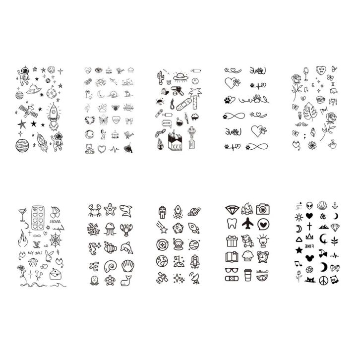 10pcs%20Waterproof%20Temporary%20Tattoo%20Sticker%20Love%20Emoticon%20Moon%20Sun%20Lines%20Skull%20Planet%20Tatto%20Wrist%20Fake%20Tattoos%20Body%20Art%20Women%20Men%20-%20Image%208