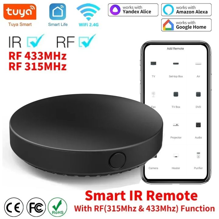 Tuya WiFi IR RF Remote Control 315 433 MHz Universal For All Air Conditioner TV Smart Life App Work with Alexa