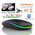 Wireless with Bluetooth RGB Lighting Mouse Ultra Slim 2.4GH Optical For PC Laptop and Mobile. 