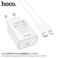 Hoco C143A Benefit (C to iP) single port Hoco PD20W charger (EU) Hoco 20W PD Charger with 20W iPhone Cable Lightning Cable 20W Charger For Apple iPad iPhone Charger & Cable Set - White Color. 