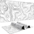 Black and White Mouse Pad Topographic Contour Large Mousepad Xxl Gaming Accessories Overlock Mouse Mat Computer  Desk Mat. 