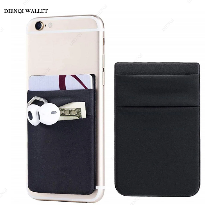 Phone Wallet Double Pocket Compatible All Smartphone Back Stretchy ...