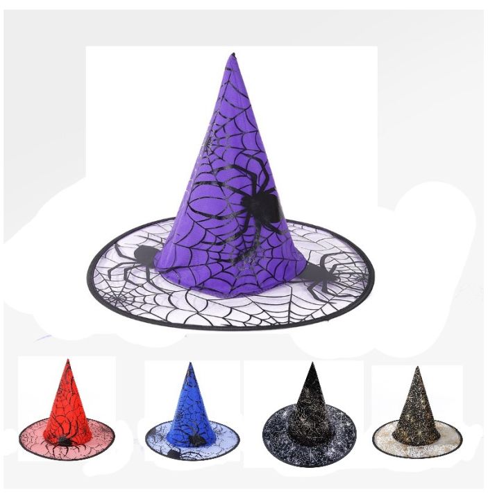 Witch Hat, Halloween Decoration Supplies, Witch Hat for Kids and Adults, Prom Dress, Magic Mesh Wizard Hat for Party