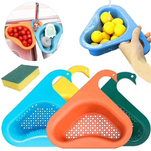 Multifunctional Sink Strainer Colander - Saddle-Shaped Mesh Drain Basket for Kitchen Waste, Vegetables & Fruits, Corner Use