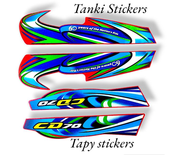 Bike Stickers CD 70 Tanki Tapa Waterproof Stickers/4 piece Tanki Tapa Stickers/Tanki tapa sticker 70cc with Multiple color/ bike stickers cd 70 full kit/Sticker for Tanki Tapa 70cc/Bike Decoration Accessories Model no (456)
