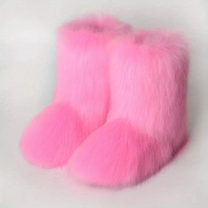 Y2K%20Fluffy%20Mid-calf%20Boots%20Winter%20Women%20Fashion%20Snow%20Boots%20Warm%20Cotton%20Shoes%20-%20Image%202