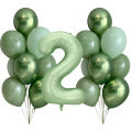 32/40inch Vintage Green Number Balloon Latex Green Balloons Set for Baby Shower s Kids Happy Birthday Party Decorations.