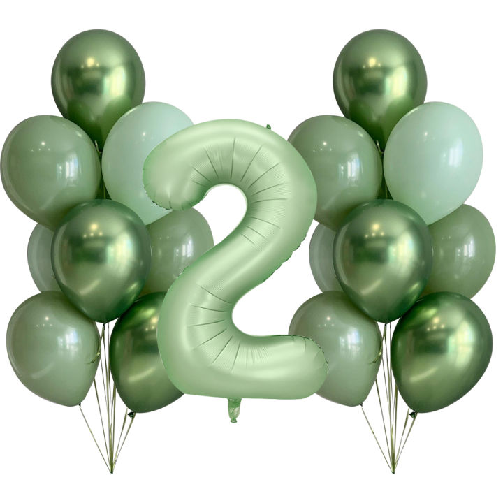 32/40inch Vintage Green Number Balloon Latex Green Balloons Set for Baby Shower s Kids Happy Birthday Party Decorations