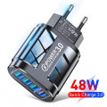 48W QC3.0 Quick Charger 4USB EU Standard Travel Portable 4 Port Fast Charging Suitable For Android iPhone  Other Devices. 