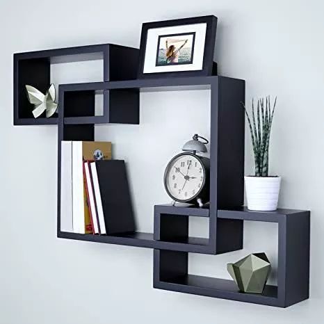 laminated wooden intersecting box shelf Wall mounted decoration shelves Interlocking shelves 3 Tier decoration shelves Box shelves Storage shelves